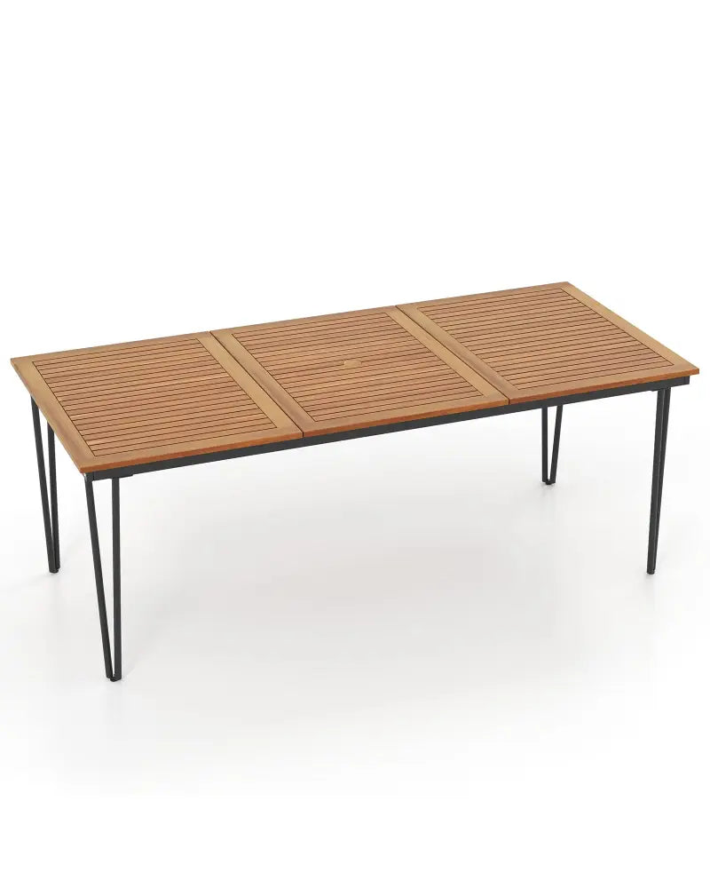 79 Inch 8-Person Outdoor Dining Table with 1.9 Inch Umbrella Hole - Natural - Patio Dining Tables