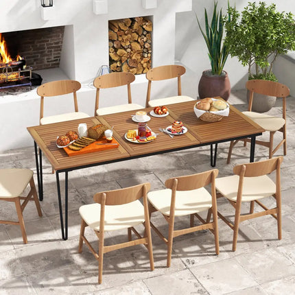 79 Inch 8-Person Outdoor Dining Table with 1.9 Inch Umbrella Hole - Natural - Patio Dining Tables