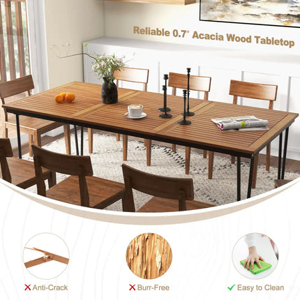 79 Inch 8-Person Outdoor Dining Table with 1.9 Inch Umbrella Hole - Natural - Patio Dining Tables