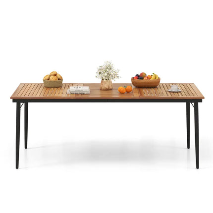 79 Inch Acacia Wood Outdoor Dining Table for 8 with 1.9 Inch Umbrella Hole - Patio Dining Tables