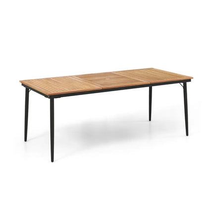 79 Inch Acacia Wood Outdoor Dining Table for 8 with 1.9 Inch Umbrella Hole - Patio Dining Tables