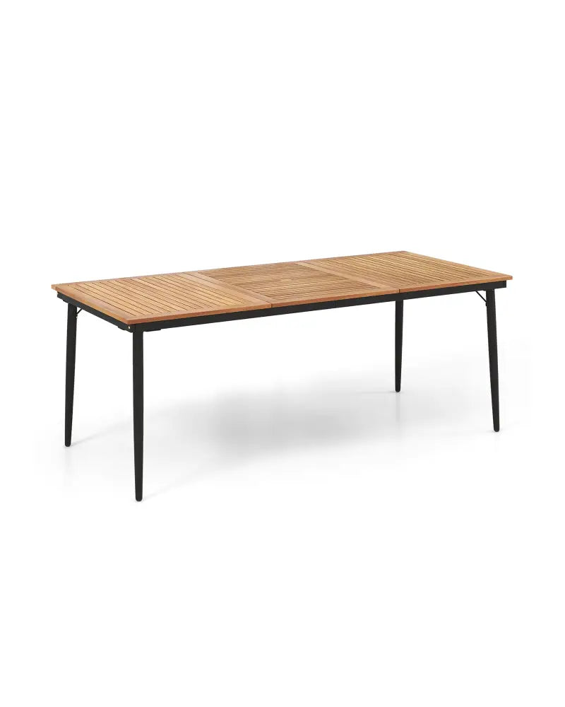 79 Inch Acacia Wood Outdoor Dining Table for 8 with 1.9 Inch Umbrella Hole - Patio Dining Tables