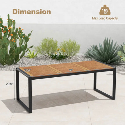79 Inch Acacia Wood Patio Table with 1.9 Inch Umbrella Hole for Garden and Poolside - Patio Dining Tables