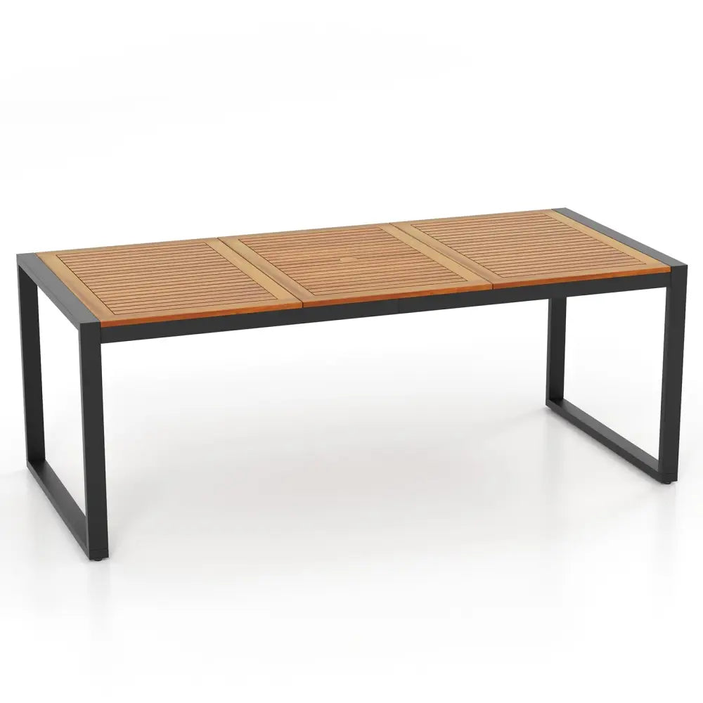 79 Inch Acacia Wood Patio Table with 1.9 Inch Umbrella Hole for Garden and Poolside - Patio Dining Tables
