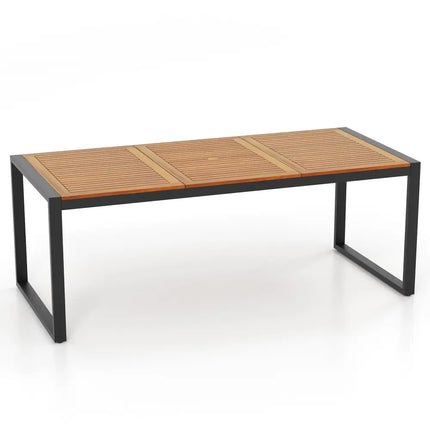 79 Inch Acacia Wood Patio Table with 1.9 Inch Umbrella Hole for Garden and Poolside - Patio Dining Tables