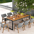 79 Inch Acacia Wood Patio Table with 1.9 Inch Umbrella Hole for Garden and Poolside - Patio Dining Tables