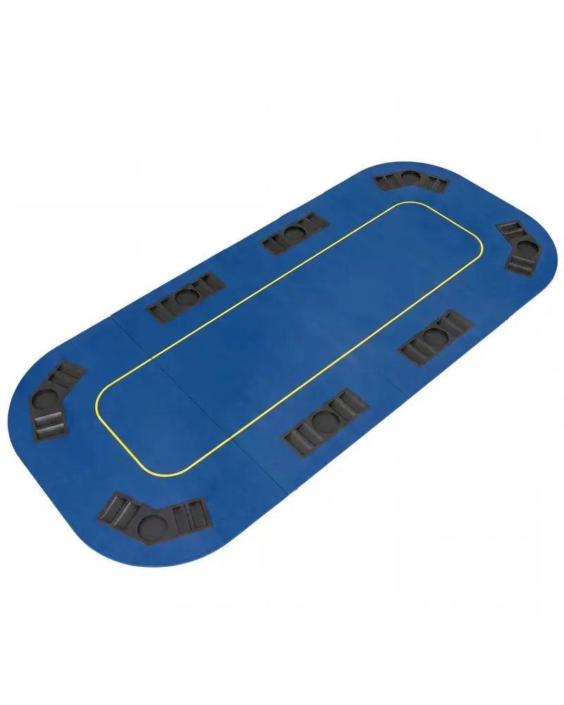 79 Inch x 36 Inch 8-Player Foldable Poker Table Top with Carry Bag and Cup Holders-Blue - Blue - Game Room
