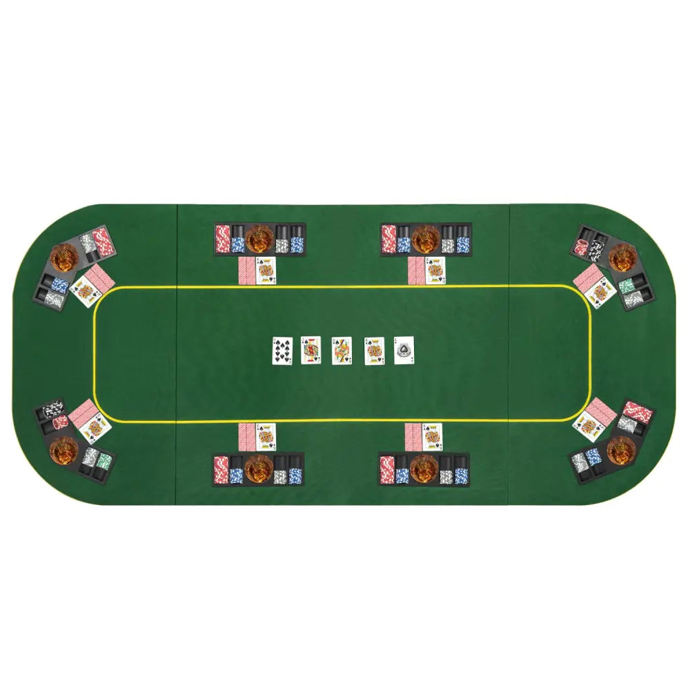 79 x 36 Inch 8-Player Foldable Poker Table Top with Carry Bag and Cup Holders - Green - Game Room
