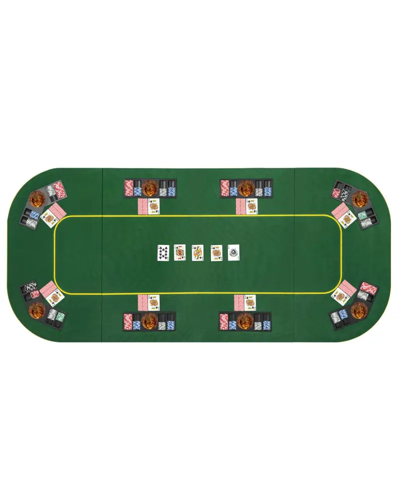 79 x 36 Inch 8-Player Foldable Poker Table Top with Carry Bag and Cup Holders - Green - Game Room