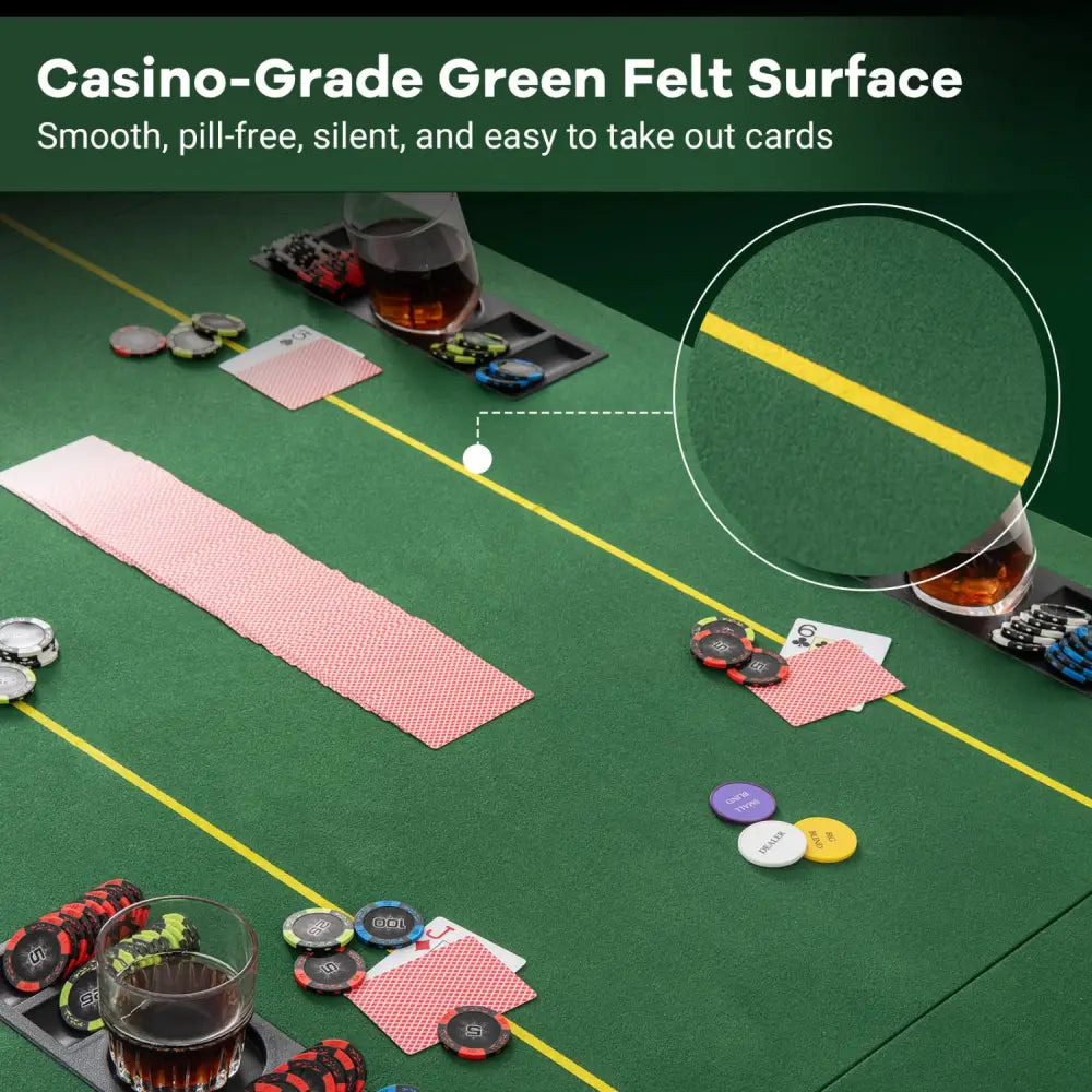 79 x 36 Inch 8-Player Foldable Poker Table Top with Carry Bag and Cup Holders - Green - Game Room