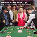 79 x 36 Inch 8-Player Foldable Poker Table Top with Carry Bag and Cup Holders - Green - Game Room