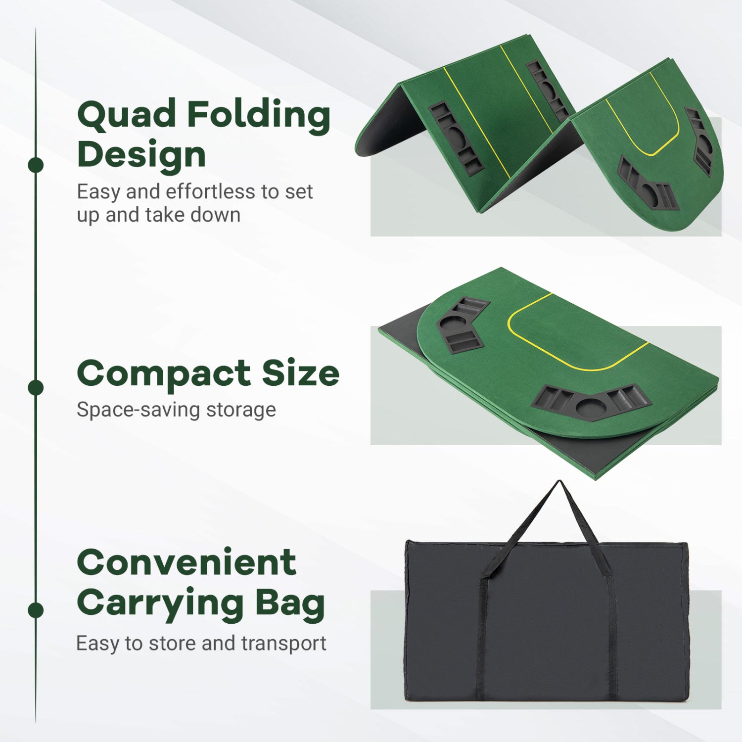 79 x 36 Inch 8-Player Foldable Poker Table Top with Carry Bag and Cup Holders