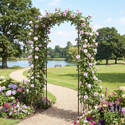 7.5 Feet Garden Arbor Heavy-Duty Metal Arch Trellis with Curved Roof