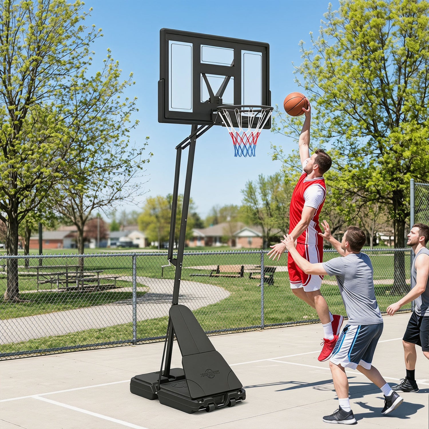 7.7-10 FT Tool-Free Height Adjustable Basketball Goal System