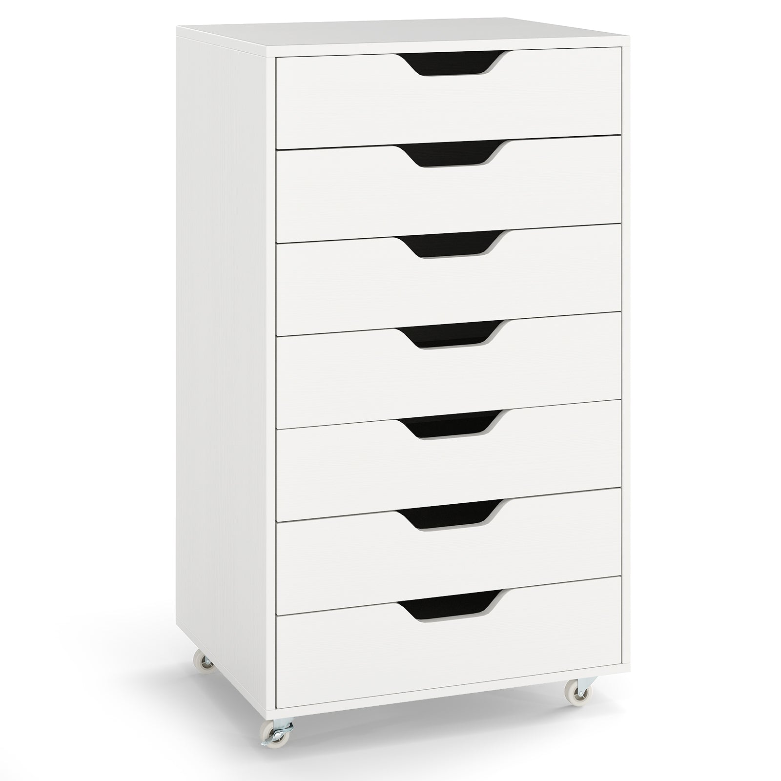 7-Drawer Chest Storage Dresser Floor Cabinet Organizer with Wheels-White