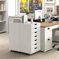 7-Drawer Chest Storage Dresser Floor Cabinet Organizer with Wheels-White