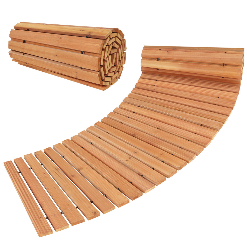 7 FT Wooden Garden Pathway with Anti-slip Surface for Gardens Patios-Natural