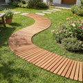 7 FT Wooden Garden Pathway with Anti-slip Surface for Gardens Patios-Natural