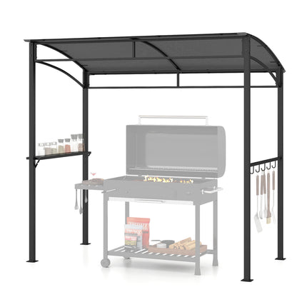 7 Feet Grill Gazebo with Serving Shelf and Storage Hooks-Gray