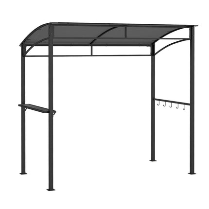 7 Feet Grill Gazebo with Serving Shelf and Storage Hooks-Gray
