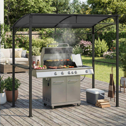 7 Feet Grill Gazebo with Serving Shelf and Storage Hooks-Gray