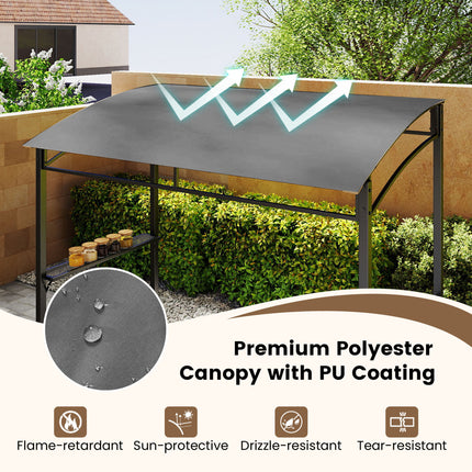 7 Feet Grill Gazebo with Serving Shelf and Storage Hooks-Gray