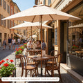 7 Feet Outdoor Rectangular Patio Umbrella with 3 Adjustable Heights-Beige