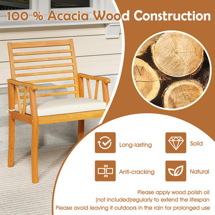7Â Pieces AcaciaÂ WoodÂ PatioÂ DiningÂ Set withÂ 1.97 Inch Umbrella Hole and Padded Cushions