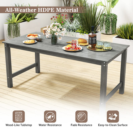 7 Pieces Patio Dining Set Outdoor HDPE Weather Resistant Table and Chairs Set-Grey