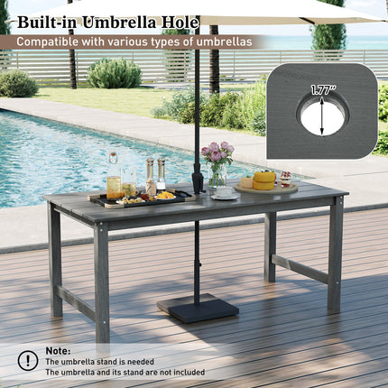 7 Pieces Patio Dining Set Outdoor HDPE Weather Resistant Table and Chairs Set-Grey