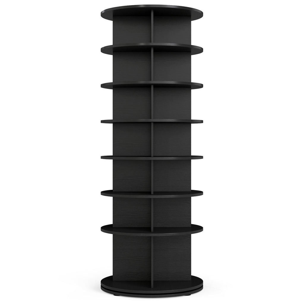 7-Tier Rotating Shoe Rack Tower Freestanding Spinning Shoe Organizer-Black