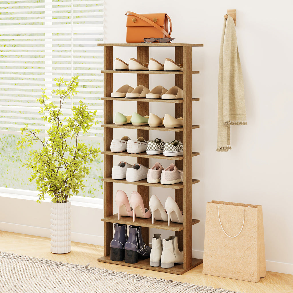 7 Tiers Patented Vertical Shoe Rack for Front Door-Natural