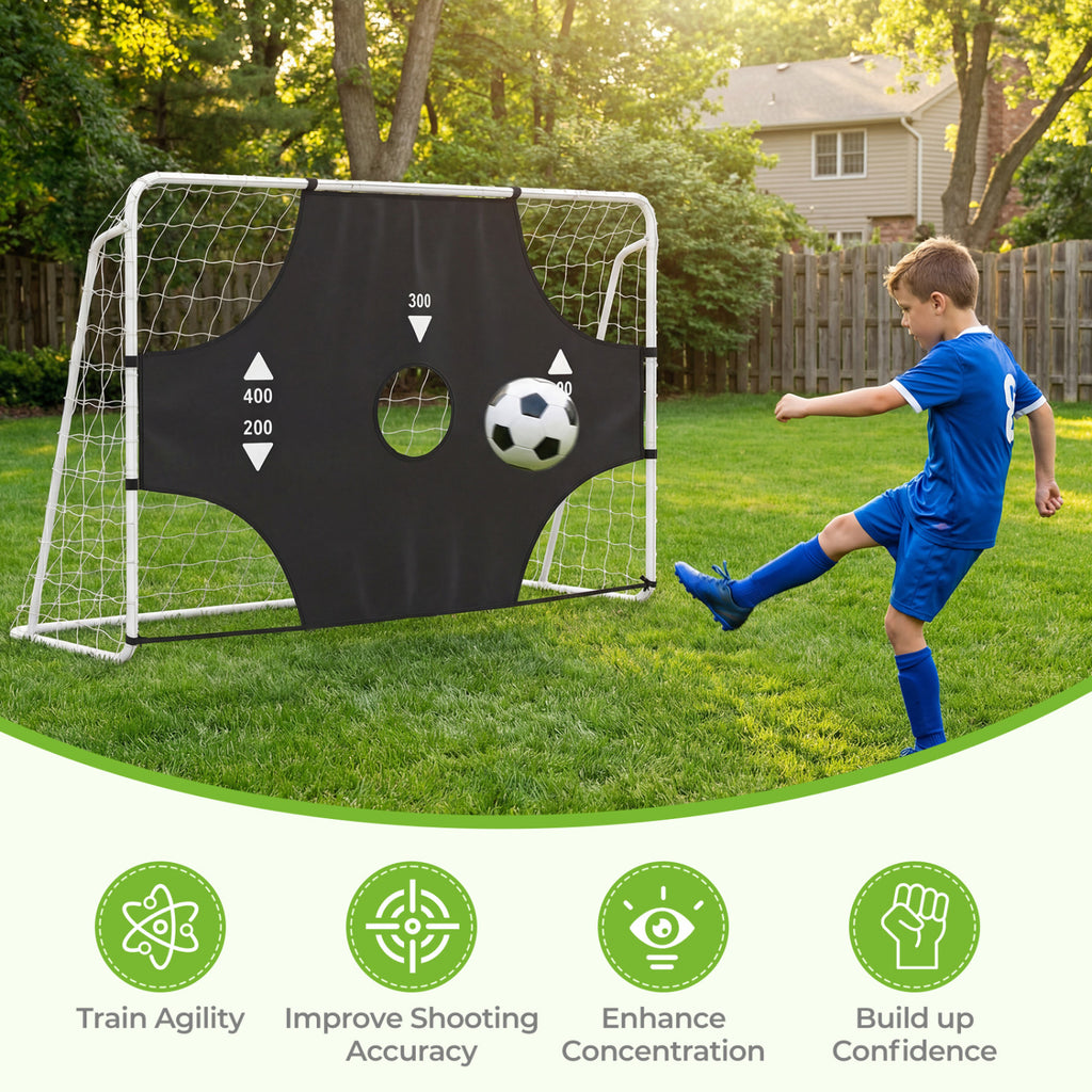 7 ft x 5 ft Soccer Goal Set for Backyard 2-in-1 Football Net with Removable Target Cloth