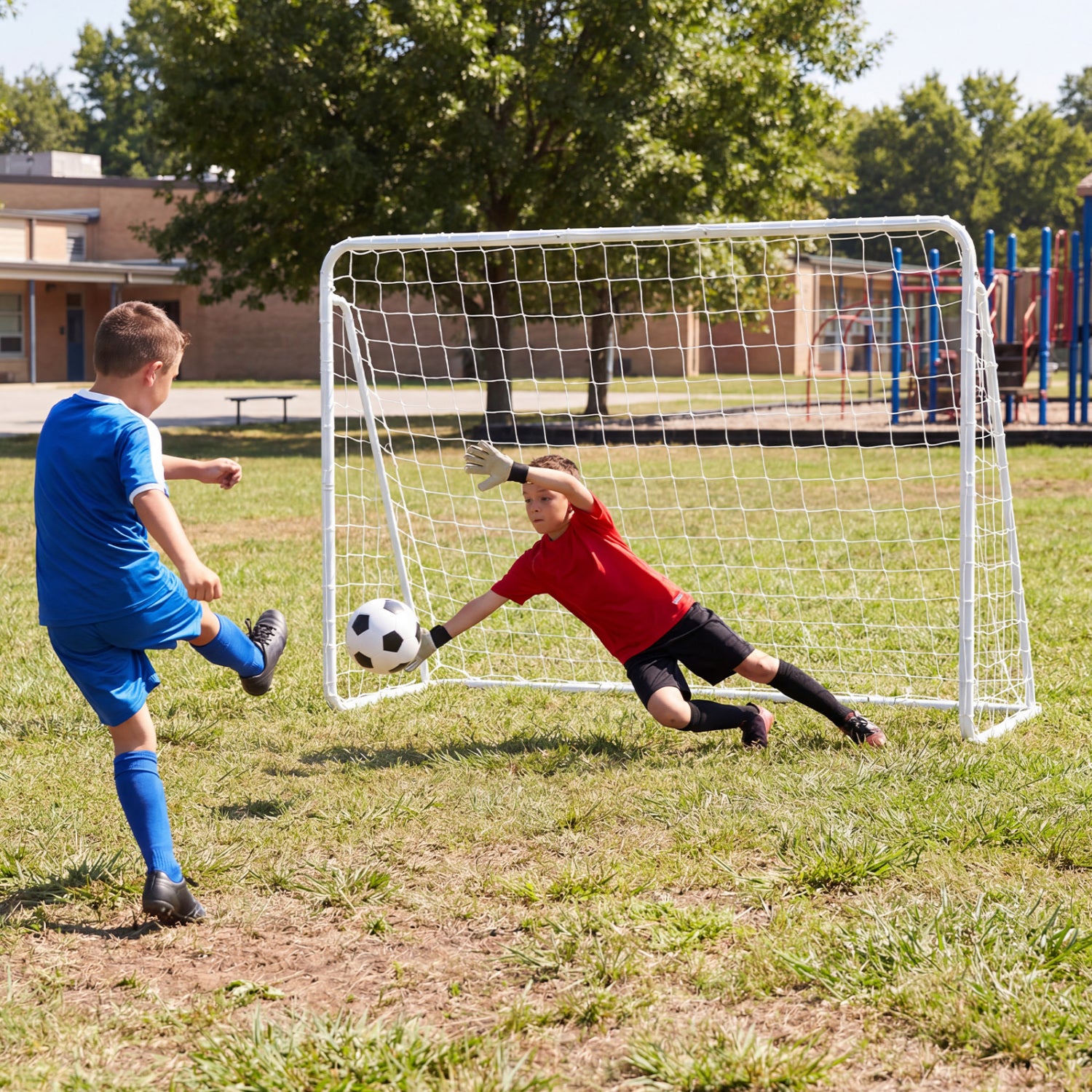 7 ft x 5 ft Soccer Goal Set for Backyard 2-in-1 Football Net with Removable Target Cloth