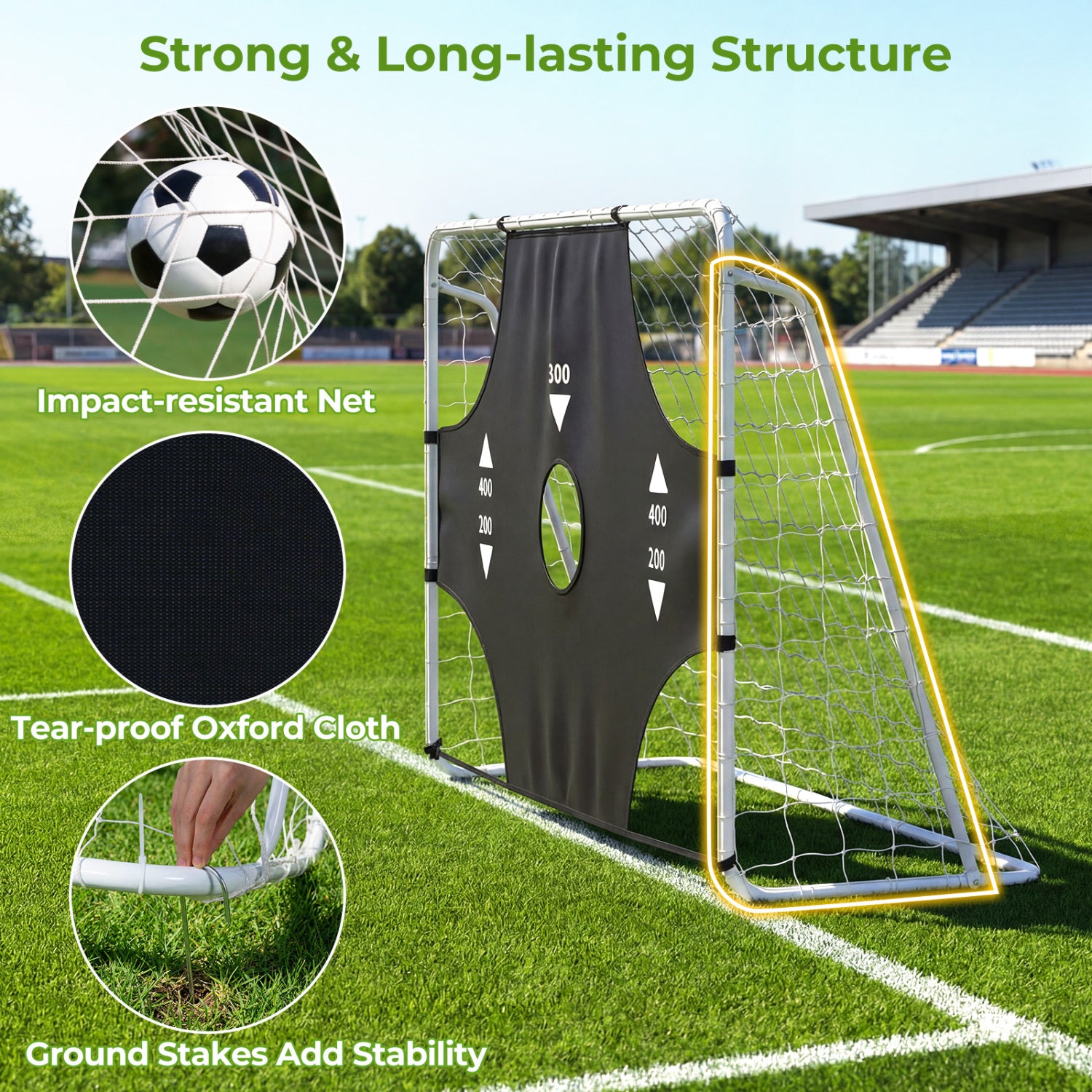 7 ft x 5 ft Soccer Goal Set for Backyard 2-in-1 Football Net with Removable Target Cloth