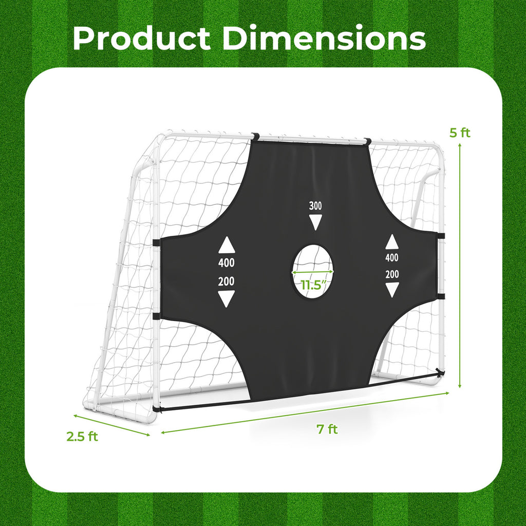 7 ft x 5 ft Soccer Goal Set for Backyard 2-in-1 Football Net with Removable Target Cloth