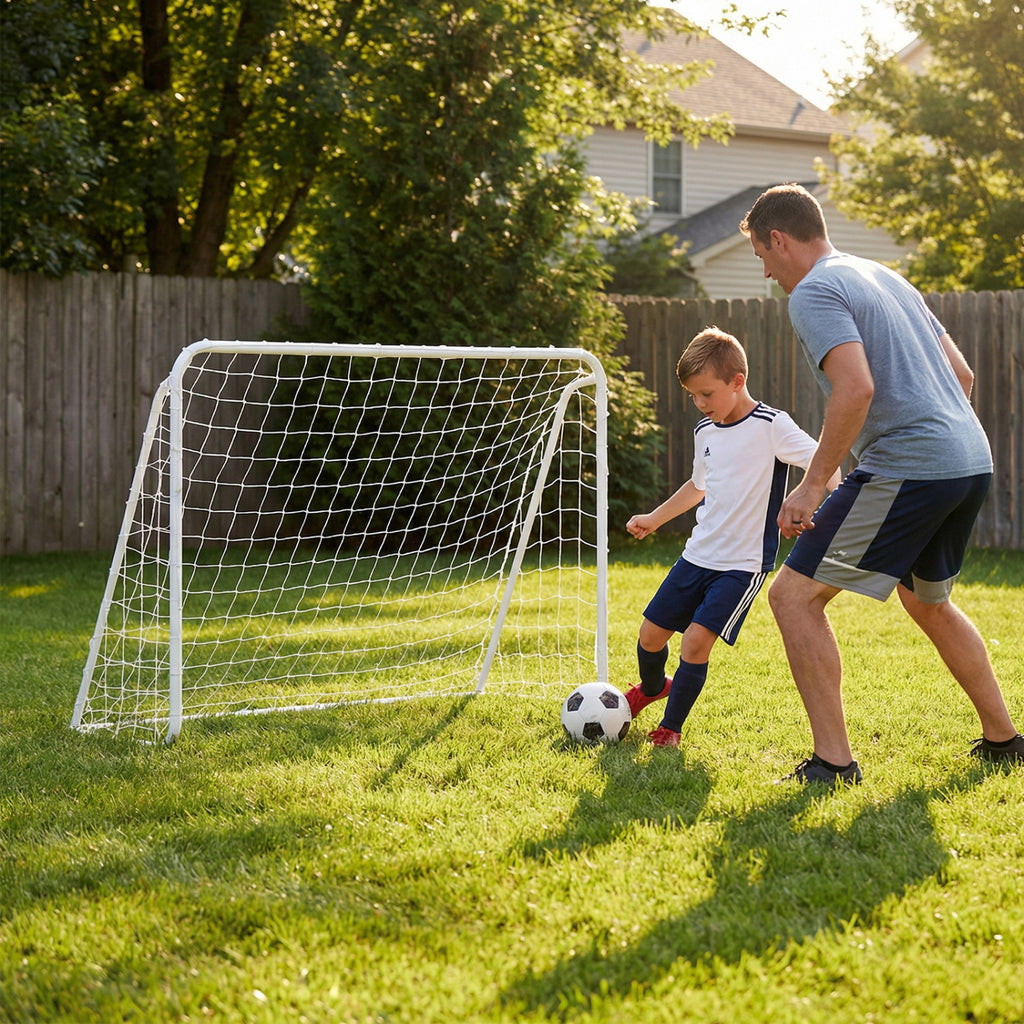 6 ft x 4 ft Soccer Goal Set for Backyard 2-in-1 Football Net with Removable Target Cloth