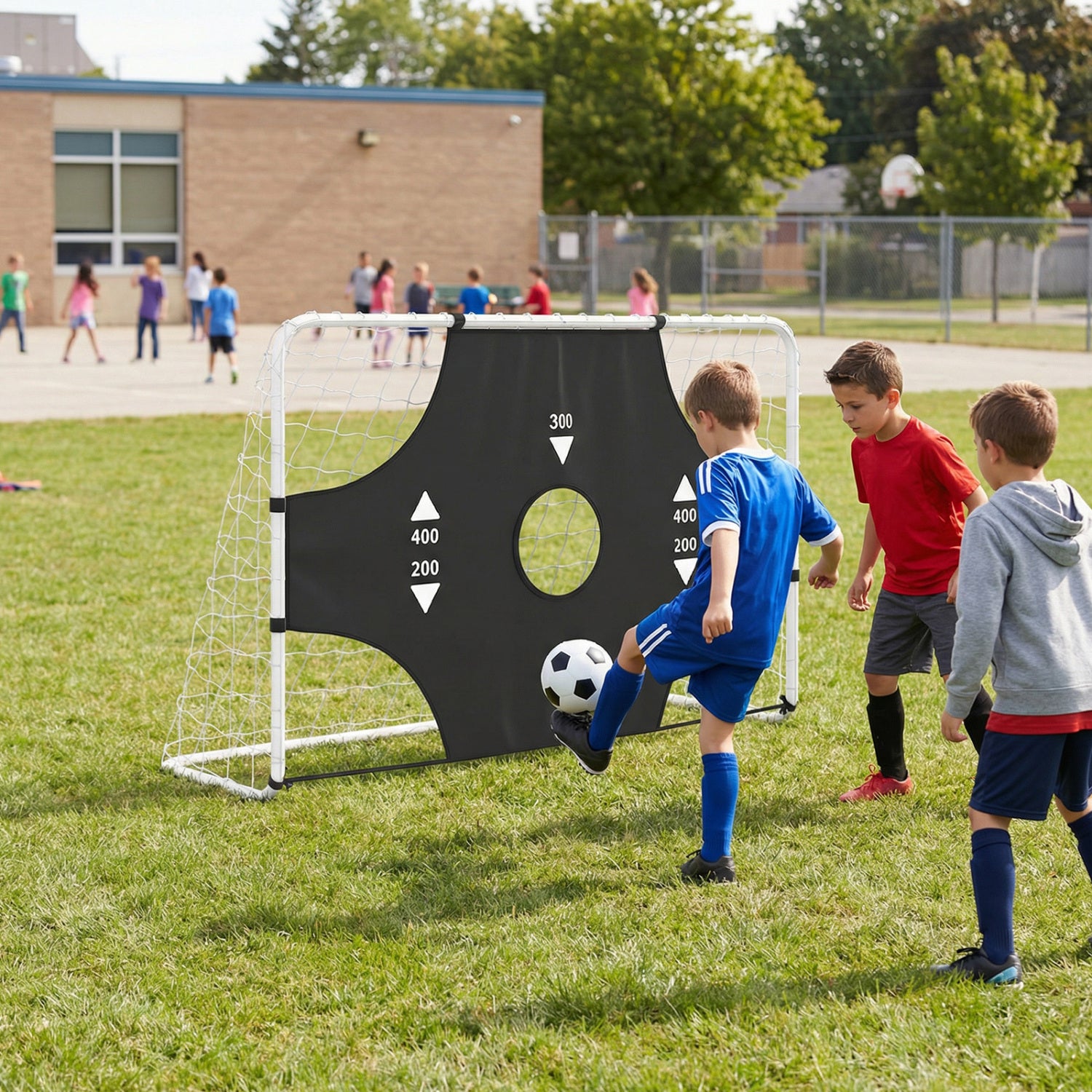 6 ft x 4 ft Soccer Goal Set for Backyard 2-in-1 Football Net with Removable Target Cloth