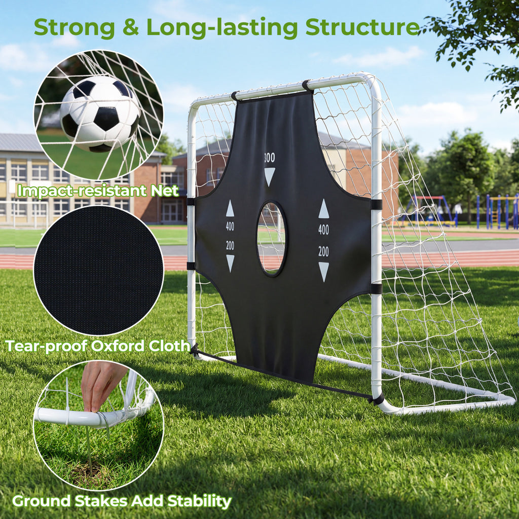 6 ft x 4 ft Soccer Goal Set for Backyard 2-in-1 Football Net with Removable Target Cloth