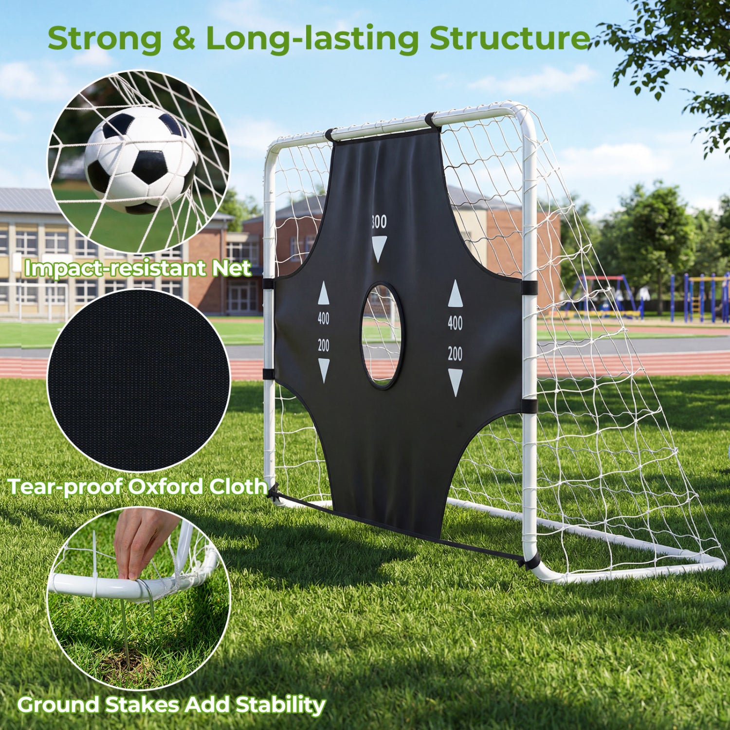 6 ft x 4 ft Soccer Goal Set for Backyard 2-in-1 Football Net with Removable Target Cloth