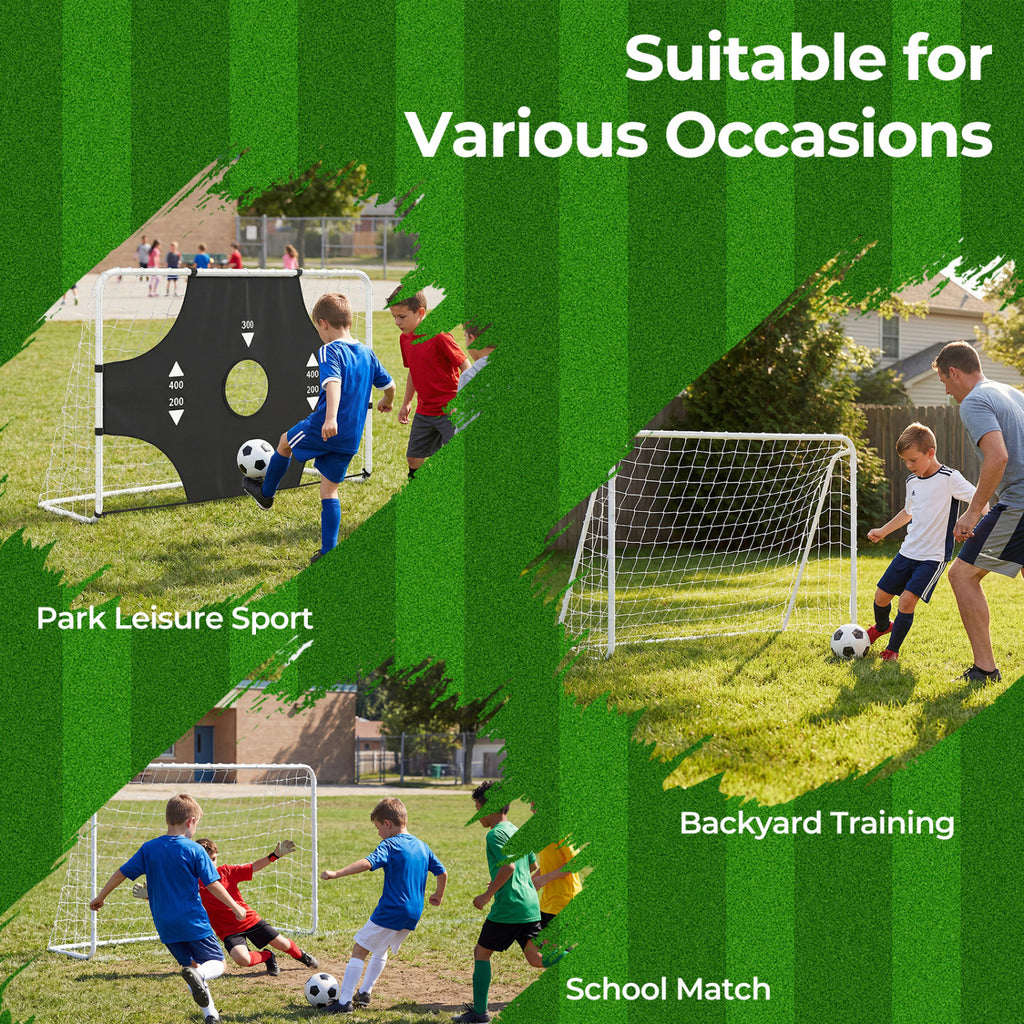 6 ft x 4 ft Soccer Goal Set for Backyard 2-in-1 Football Net with Removable Target Cloth