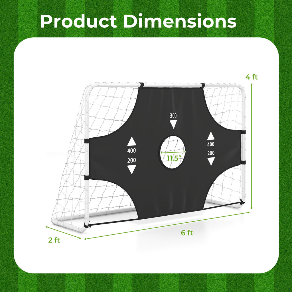 6 ft x 4 ft Soccer Goal Set for Backyard 2-in-1 Football Net with Removable Target Cloth