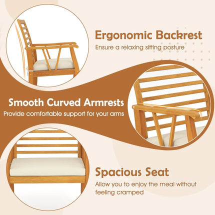 7Â Pieces AcaciaÂ WoodÂ PatioÂ DiningÂ Set withÂ 1.97 Inch Umbrella Hole and Padded Cushions - Patio Dining Sets