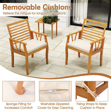 7Â Pieces AcaciaÂ WoodÂ PatioÂ DiningÂ Set withÂ 1.97 Inch Umbrella Hole and Padded Cushions - Patio Dining Sets