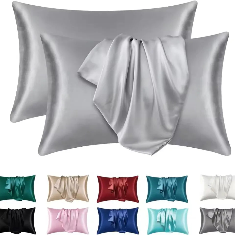 2pcs Satin Silk Pillowcase Set – Soft Luxury Pillow Covers