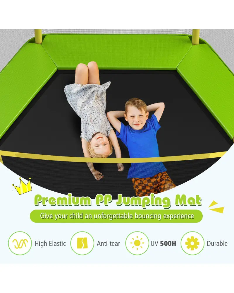 7FT Kids Trampoline with Safety Enclosure Net-Green - Green - Trampolines