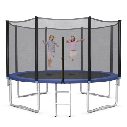 8/10/12/14/15/16 Feet Outdoor Trampoline Bounce Combo with Safety Closure Net Ladder-12 ft - Black - Trampolines
