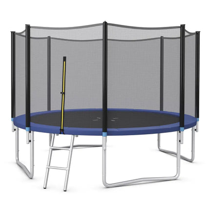 8/10/12/14/15/16 Feet Outdoor Trampoline Bounce Combo with Safety Closure Net Ladder-12 ft - Black - Trampolines