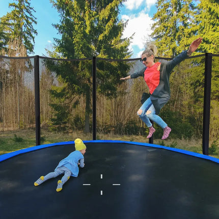 8/10/12/14/15/16 Feet Outdoor Trampoline Bounce Combo with Safety Closure Net Ladder-12 ft - Black - Trampolines