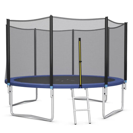 8/10/12/14/15/16 Feet Outdoor Trampoline Bounce Combo with Safety Closure Net Ladder-12 ft - Black - Trampolines